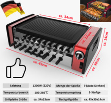 2-in-1 Electric BBQ Kebab Grill Table Grill Shish kebab Grill + 9 Auto Rotating Skewers