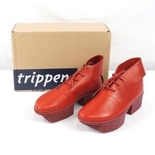 Trippen Isotop Leather Platform Heels W/ Laces In Waw Red/Peace Love - EU 36