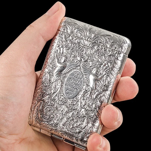 Vintage metal cigarette case - metal,