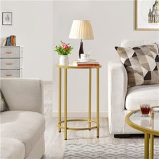 Gold Side Table, Round End