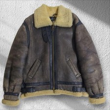 Schott Type B-3 Size 40 Real Mouton Bomber Lamb Leather Flight Jacket Brown