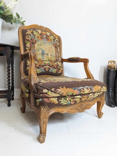 French embroidered armchair - embroidered,