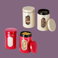 Silvercrest Red/Beige Retro 1973 Storage Container Set - Set of 2 1.5l Each