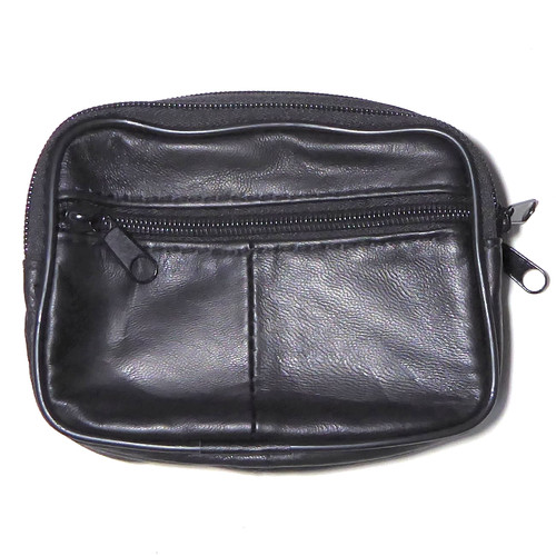 Black real leather belt purse - real,