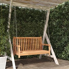 Swing bench solid teak wood 114x60x64 cm outdoor garden seat natural finish
