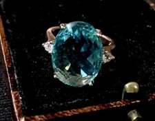 Vintage Style Aquamarine Topaz Ring 14K Rose Gold Plated