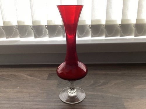 Vintage red glass long stem - vintage,