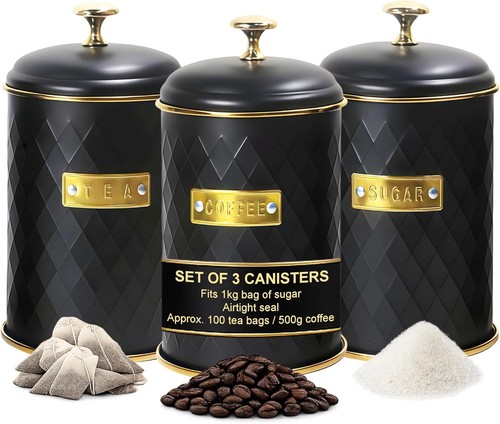 Tea coffee sugar canisters - coffee, set