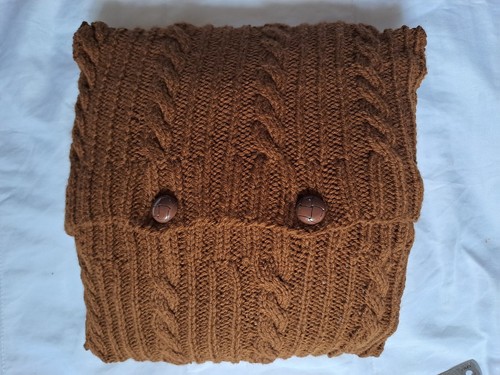 Hand knitted brown aran cable - knitted,