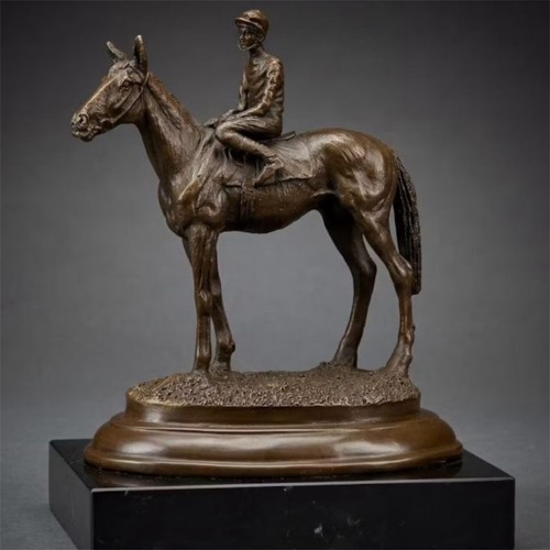 Horse bronze statue jockey - horse,