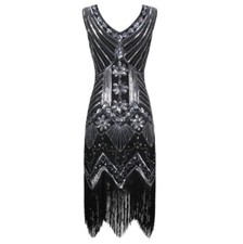 V-neck 1920's Dress Great Gatsby Costume Evening Party Sequin Tassel Flapper