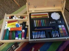  ARTIST WATERCOLOUR OIL ACRYLIC BOX EASEL TABLE Top & CONTENTS 