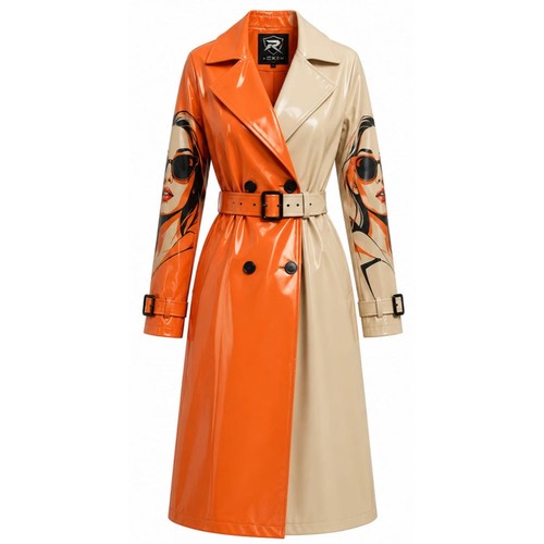 Split color block vinyl trench - color,