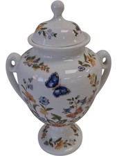 Aynsley Cottage Garden Bone China Vase Floral Butterfly Design England 9.5 Inch