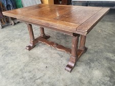 Vintage 20thC oak extending refectory dining table seat 10