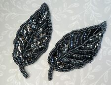 2 Beaded Sequin Leaf Patches