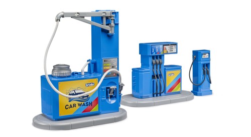 Bruder petrol station - station, car