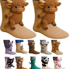 3D Cute Animals Socks Knitted Animal Pattern Floor Socks Unisex Funny Winter NEW