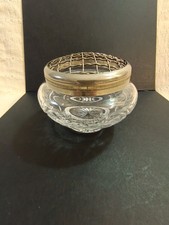 Vintage Heavy Cut Crystal/Quality Glass Rose Bowl With Silver Plated Grille. 