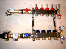 underfloor heating manifolds 4 and a 5 port stainless steel with Esbe mixing