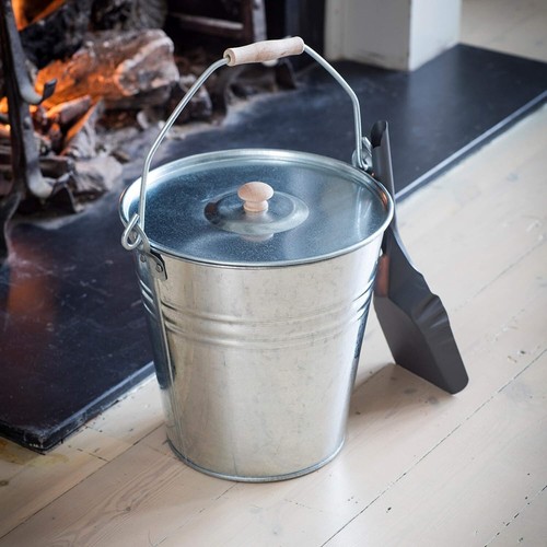 Metal bucket fireside coal - coal, ash