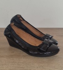 Hispanitas Black Leather Ballet Pumps With A Wedge Heel  UK size 5. VGC