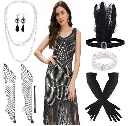 1920s black sequin - 1920s,