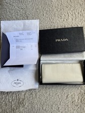 Prada White Beige Bi Fold