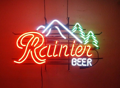 New rainier beer mountain neon - new,