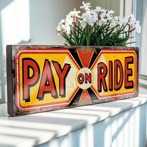 Pay ride funfair sign - pay,