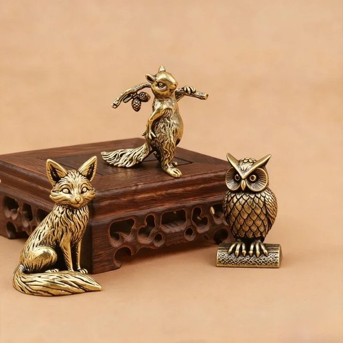 Handmade brass owl - owl, ornament