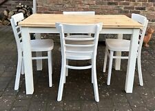 SHABBY CHIC SOLID PINE SMALL OBLONG  TABLE & 4 CHAIRS.Message for delivery quote