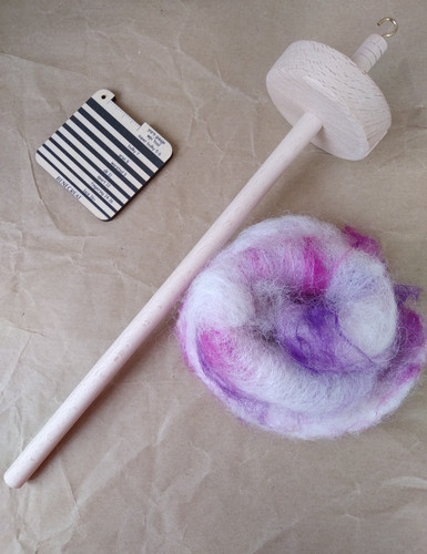 Drop spindle kit with wool - drop, and