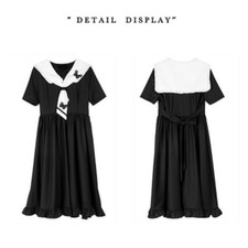 Women Retro Gothic Dress Ruffle Lolita Japanese Kawaii Preppy Sailor Suit