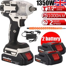 1000Nm 1/2" Cordless Electric Impact Wrench Drill Gun Ratchet Driver + 2 Battery