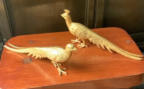 Pair metal vintage peacocks - metal,