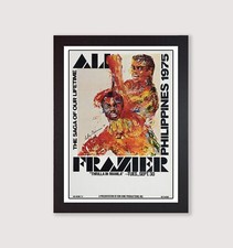 Framed Muhammad Ali vs Joe Frazier Vintage  Boxing Fight Promo Poster Print 1975