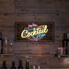 Personalised Bar Sign for Home Bar Neon Cocktail Style Metal Plaques - MSBR-04