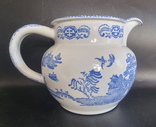 Blue white willow pattern - white,