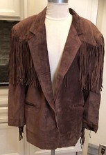 Vintage La Nauvaulle Renaissance Western Style, Brown Fringe Leather Jacket M
