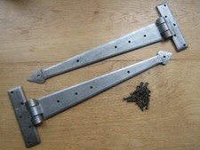 PAIR OF HAND FORGED blacksmith traditional rustic old English door t tee hinges 