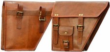 Retro Handmade Leather Motorcycle Cycle Saddlebags Pouch Pannier 2 Side Bags 11"