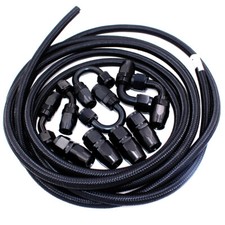 AN8 -8AN AN-8 Fitting Nylon Braided Gas Oil Fuel Hose End Line Pipe Kit 5 Meters