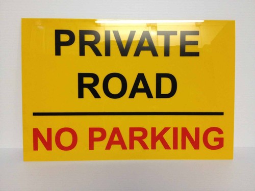 Private road parking sign - private, no