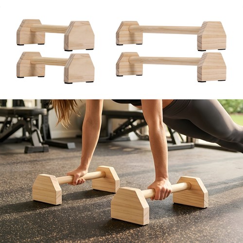 Pair wooden parallettes - wooden, push