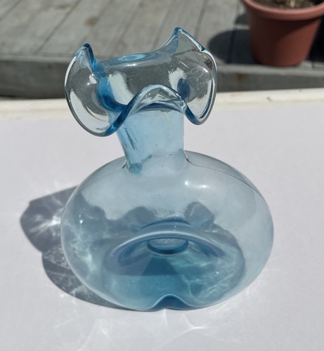 Blue bottle vase ruffled - bottle,