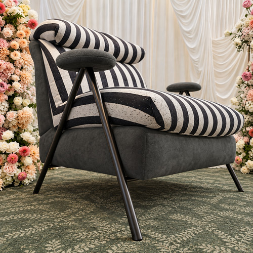 Gray striped velvet - striped,