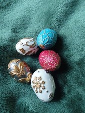 House of Faberge Franklin Mint  5 Eggs Porcelain eggs only for basket collection