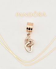 New 100%Genuine Pandora Rose Gold Interlocking Hearts Dangle Charm 781242CZ Rare