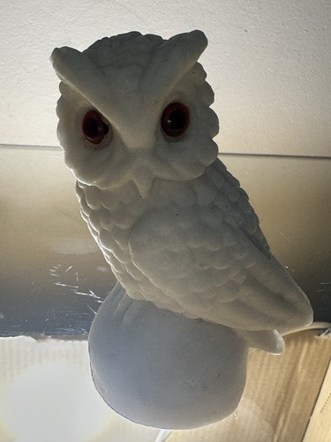 Vintage white stone owl - vintage,
